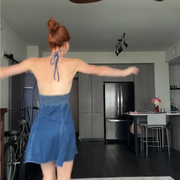 Denim Halter Mini Dress - Picture 8 of 10